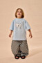 Cow Print Oversize Cotton T-Shirt Blue
