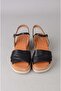 Seç 83 genuine leather wedge heel sandal (heel height: 5 cm) black - 2