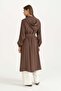 Hooded Belted Modal Cap - Brown - 4