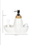 5310825 Countertop White Liquid Soap Dispenser Porcelain Soap Dispenser with Brush and Sponge 700ml 28cm - 4
