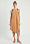 Ethnic Patterned Asymmetrical Viscose Dress Lrn0047 Biscuit - 2