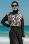 2-Piece Set (with Bonnet Gift) Hakim Collar, Front Zipper, Elastic Waist, Parachute Fabric, Hijab Swimsuit D4 - 2