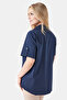 10758 Dark Blue Cotton Flexible Fabric Double Sleeve Shirt - 4