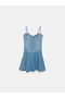 90582 100% Cotton Mini Denim Dress-Blue - 5