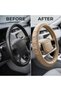 Premium Leather Steering Wheel Cover 15 inches(37-38cm) – Universal Fit Anti-Slip Grip, Breathable Soft PU Leather, Heat Resistant, Easy Install, Car Interior Accessories (Beige) - 3