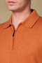 Mono Triko Polo Kaşmir Karışımlı Modern Fit Turuncu Polo Yaka Erkek Düz Polo Shirt - 3