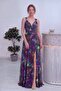 Women's Tie-Dye Patterned Thick Strap Slit Backless Maxi Woven Dress Blue, Purple, Green - 2
