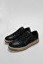Genuine Leather Lace-Up Comfortable Women's Casual Sneakers - Black - 4