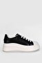 Genuine Leather Lace-Up Comfortable Casual Sneaker Women's Shoes Black and White