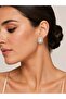 Brass Silver Color Zircon Stone Women's Earrings - 2