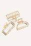 Women's Gold Color 3-Piece Hair Clips H6600Axns - 2