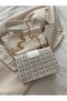 Versatile Checkered Pattern Drawstring Chain Square Bag - 5