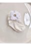 3-Piece White Decorated Baby Socks with Round Stones and Laser-Cut Roses - 7