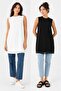 Women's Black Ecru Colorful Double Set with Zero Sleeves and Chiffon Detail on the Front