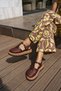 Bucca Women's Brown Genuine Leather Sandals with Fishnet Detail - 4