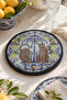 Leopard Patterned Decorative Presentation Tray – Sicilian Themed Lemon Pattern, 34 Cm, Black Edged, Tray with 3 Golden Bird Details - 2
