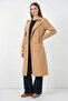 Women's Double Breasted Collar Tan Trench Coat - 2