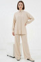 Women's Knitted Cream Hijab Set - 3