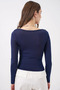 Women's Square Collar Fitted Fit Navy Blue Blouse - 5