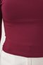 Women's Square Collar Slim Fit Burgundy Blouse - 2