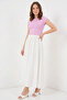 Women's Crew Neck Long White Skirt - 2
