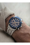 Function Navy Blue Dial Metal Strap Multifunction Men's Wristwatch