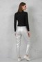 Women's High Collar Ribbon Detail Black Blouse - 5