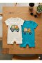 Children's Summer Jumpsuit Set of 2 with Animal Pattern - 2