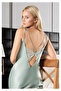 Women's Aqua Green Satin Nightgown - 2