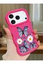 iPhone 17 Pro Max Compatible Case with Camera Protector Red Silicone Couple Phone Case Butterfly Pattern
