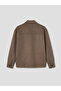 Beige Loose Fit Suede Look Shirt Collar Men's Jacket - 3