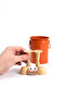 Cute and Funny Desktop Pen Holder with Metal Body - Orange - 3