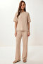 Belt Detailed Modal Top and Bottom Set Lnt0032 Beige - 2