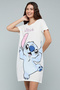 Stitch Print Nightdress with Crew Neck and Short Sleeves - 2
