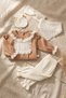 Baby Girl Cinnamon Lace Collar Hospital Outfit and Ecru Ribbed 5-Piece Boho Set - 100% Soft Cotton - 2