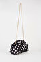 Women's Nehir Black-White Polka Dot Lined Handbag and Shoulder Bag with Removable Chain Strap - 2
