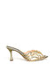 Women's Heeled Slippers with Gold Beads - 2