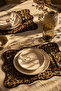 2 Pieces Leopard Patterned Leather American Service Mat 35X45 cm Stylish Tableware Presentation Mat