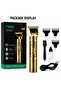 YMEI Professional Hair Trimmer, Cordless & Rechargeable USB Hair Clipper, Precision T-Blade Grooming Machine with Guide Combs, Gold - 3