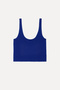 Women's Blue and White U-Neck Crop Tank Top - 2