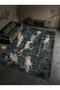 Sdt Abstract Modern Geometric Patterned Navy Blue Black Industrial Woven Base Decorative Carpet Sdt1508 - 2