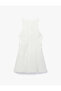 Cotton Sleeveless Scallop Embroidered Halter Neck Mini Dress - 5
