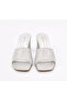 Women's Leaf Patterned Square Toe Block Heeled Slippers - 4