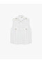 Classic Collar Pocket Detailed Sleeveless Shirt with Metal Accessories - 5