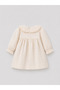 Cotton Ekru Baby Dress with Ruffled Collar - 3