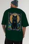 For the Love of Cats 12 Cats Printed Green Oversize T-Shirt 100% Cotton Unisex Cat Lover Premium Design - 5