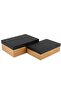 2-Piece Wooden Black Leather Decorative Box 30X20X9Cm34X24X12Cm
