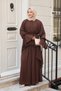 Women's Tulle Detailed Waist Tie Pants Suit Brown - 3