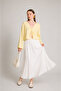 Women's White Voile Fabric Crinkled Long Lined Skirt