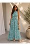 Women's Halter Necklace Collar Belted Long Tulle Stylish Evening Dress - 5